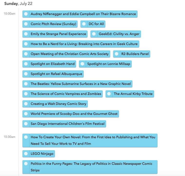 SDCC 2018 Sunday Schedule is Live