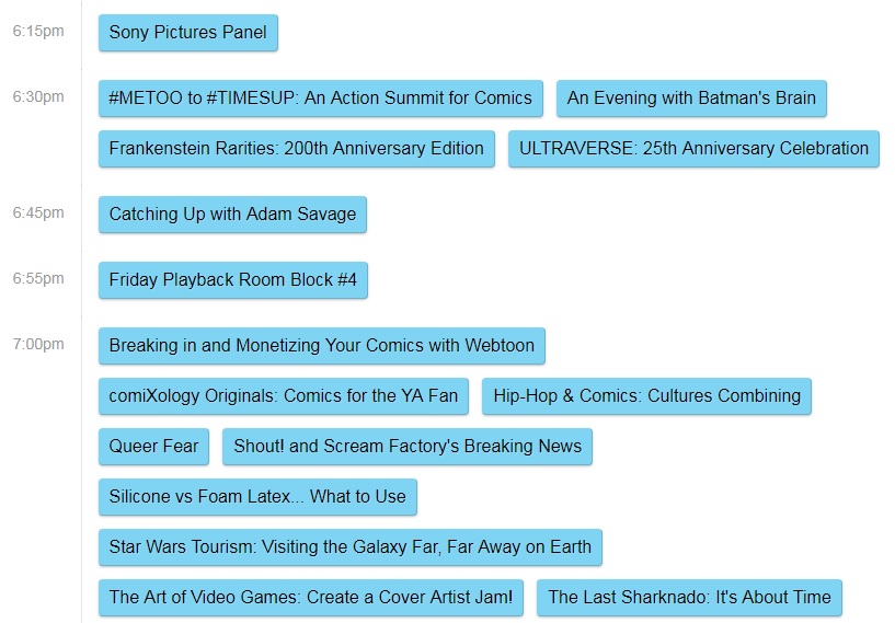 SDCC Schedule for Friday is Now Live