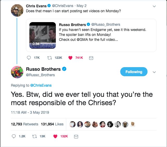 Chris Evans, Most Responsible of the Chrises, Shares 'Avengers: Endgame' BTS Videos